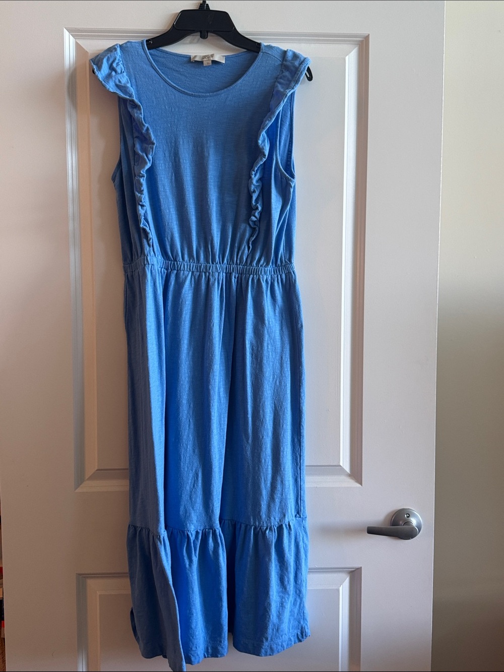 LOFT Sky Blue Ruffle-Trim Casual Maxi Dress